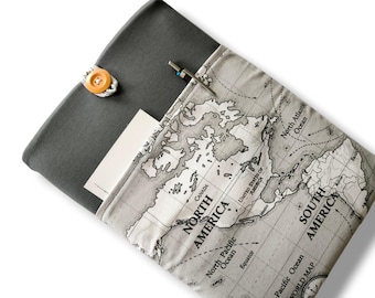 Vintage Map Tablet Sleeve: Padded iPad Pro, Kindle, Galaxy Tab Cover