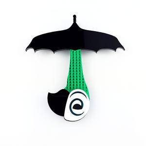 Mary Poppins umbrella brooch with bird handle