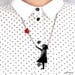 Banksy Girl with Floating heart Necklace 