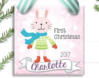 Baby's First Christmas Ornament - First Christmas Ornament - Baby 1st Christmas Ornament - First Christmas Baby - Pink Bunny