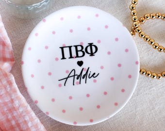 Pi Beta Phi Polkadot Jewelry Dish, Personalized Pi Phi Merch