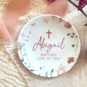 Custom Baptism Gift • Personalized Jewelry Dish for Girl • Perfect Christening or Dedication Gift from Godparent • Goddaughter Keepsake Gift