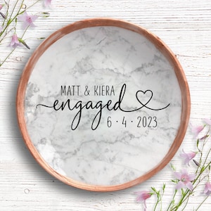 Engagement Gift, Personalized Marble Ring Dish, Gift for Engaged Couple, Engagement Ring Holder, Gift for Engaged Best Friend, Bride To Be