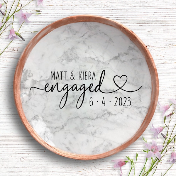 Engagement Gift, Personalized Marble Ring Dish, Gift for Engaged Couple, Engagement Ring Holder, Gift for Engaged Best Friend, Bride To Be