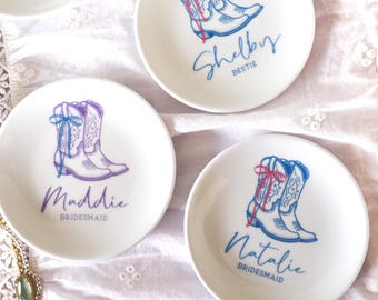 Personalized Cowboy Boots Ring Dish, Handmade Ceramic Jewelry Holder