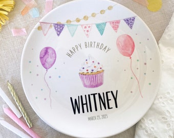 First Birthday Girl - Personalized 1st Birthday Gift - Personalized Birthday Plate - Pink Birthday Decorations - Baby Girl Birthday Present