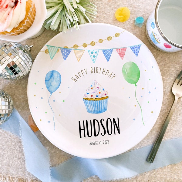 Birthday Plate Ceramic - Personalized Birthday Gift - First Birthday Party - Boys Birthday Party - 1st Birthday - Birthday Decorations Kids