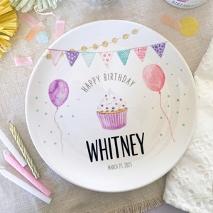 First Birthday Girl - Personalized 1st Birthday Gift - Personalized Birthday Plate - Pink Birthday Decorations - Baby Girl Birthday Present