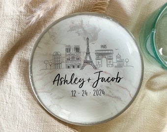 Custom City Ring Holder • Perfect Personalized Gift for Engaged Couple • Gift for Best Friend • Wedding Skyline Ring Dish • Paris World City