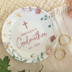 Personalized Godmother Ring Dish: Handmade Ceramic Jewelry Gift