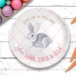 Easter Bunny, Easter Table Decor, Personalized Easter Bunny Plate, Easter Basket Personalized, Customized Easter Tray, Personalized Easter Pink