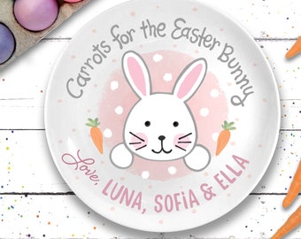 Personalized Easter Bunny Plate: Ceramic Easter Decor, Kids Gift