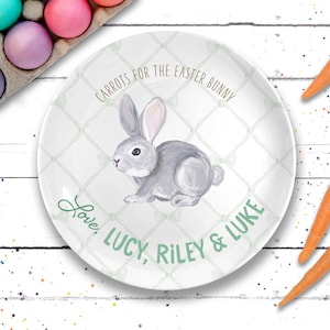 Easter Bunny, Easter Table Decor, Personalized Easter Bunny Plate, Easter Basket Personalized, Customized Easter Tray, Personalized Easter Sage Green