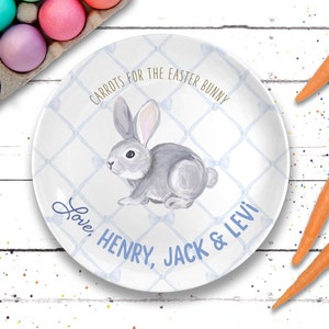 Easter Bunny, Easter Table Decor, Personalized Easter Bunny Plate, Easter Basket Personalized, Customized Easter Tray, Personalized Easter Blue