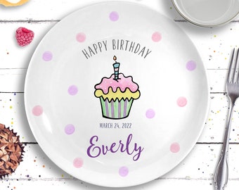 Baby Girl Birthday Plate -  Personalized Ceramic - Baby Girl Gift -  1st Birthday Gift Girl - First Birthday Plate - Birthday Party Decor