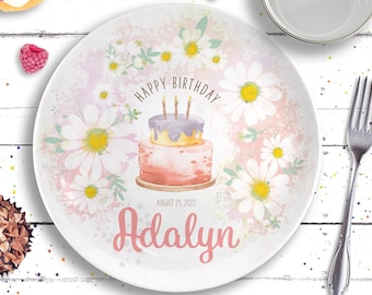 Daisy Personalized Birthday Plate and Mug, Daisy Birthday Party, Retro Vibes, Boho Babe, Baby's First Birthday, 1st Birthday Gift for Girl