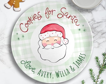 Personalized Santa Plate, Ceramic Cookies for Santa Plate Set, Christmas Eve Plate, Christmas Gifts for Kids, Cookies and Milk for Santa