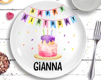 Girl Birthday Gift - Pastel Personalized Birthday Plate - First Birthday Girl - Ceramic Birthday Plate - 1st Birthday - Pink Birthday Party
