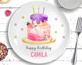 Birthday Gift - Personalized Happy Birthday Plate - Ceramic Cake Plate - Baby Girl Birthday - Personalized Little Girl Gift - 1st Birthday