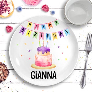 Girl Birthday Gift - Pastel Personalized Birthday Plate - First Birthday Girl - Ceramic Birthday Plate - 1st Birthday - Pink Birthday Party