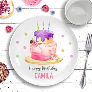 Birthday Gift - Personalized Happy Birthday Plate - Ceramic Cake Plate - Baby Girl Birthday - Personalized Little Girl Gift - 1st Birthday