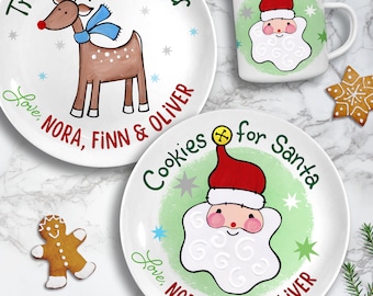 Santa's Cookies Plate, Christmas Eve Plate for Santa, Ceramic Cookies for Santa Plate and Mug, Christmas Gift for Kids, First Christmas Gift