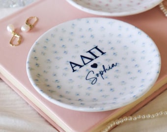 Alpha Delta Pi Jewelry Dish with Dainty Floral