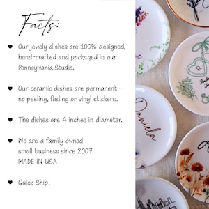 Personalized Ceramic Ring Dish • Wildflower Jewelry Holder, Gift for Mom image 7
