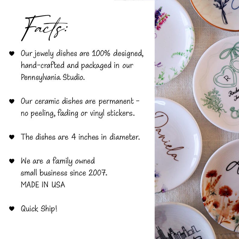 Personalized Ceramic Ring Dish • Wildflower Jewelry Holder, Gift for Mom image 7