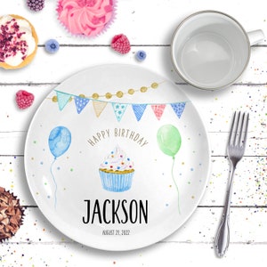 Boy Birthday Ceramic Plate 1 Year Old Gift for Boy Personalized Birthday Gift for Boy 1st Birthday Gift Birthday Decorations Kids Blue cupcake