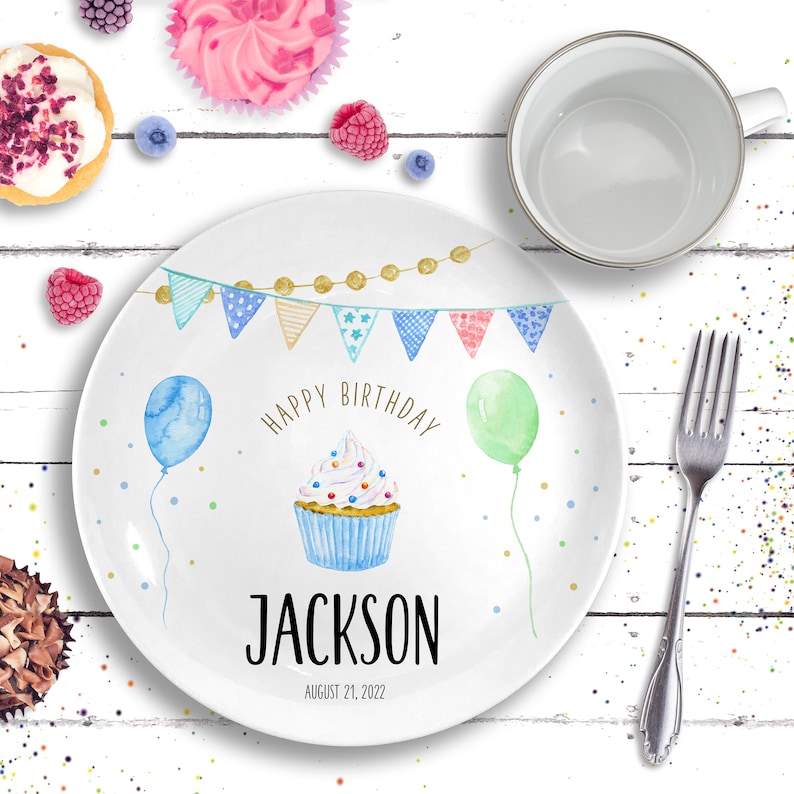 Boy Birthday Ceramic Plate 1 Year Old Gift for Boy Personalized Birthday Gift for Boy 1st Birthday Gift Birthday Decorations Kids image 7