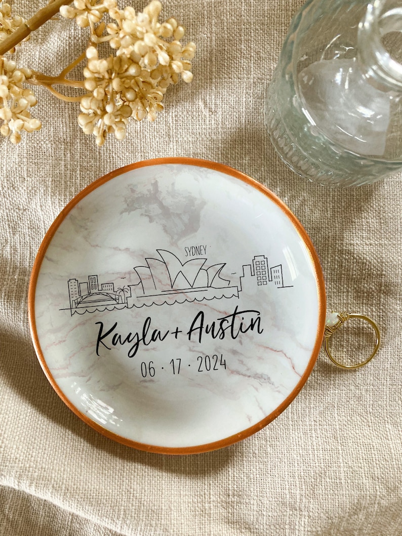 Custom City Ring Holder Perfect Personalized Gift for Engaged Couple Gift for Best Friend Wedding Skyline Ring Dish Paris World City image 5
