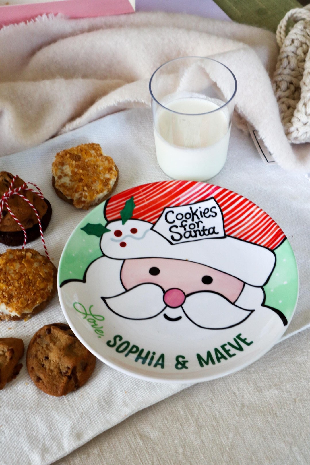 Personalized Ceramic Santa Plate: Christmas Eve Cookie Plate for