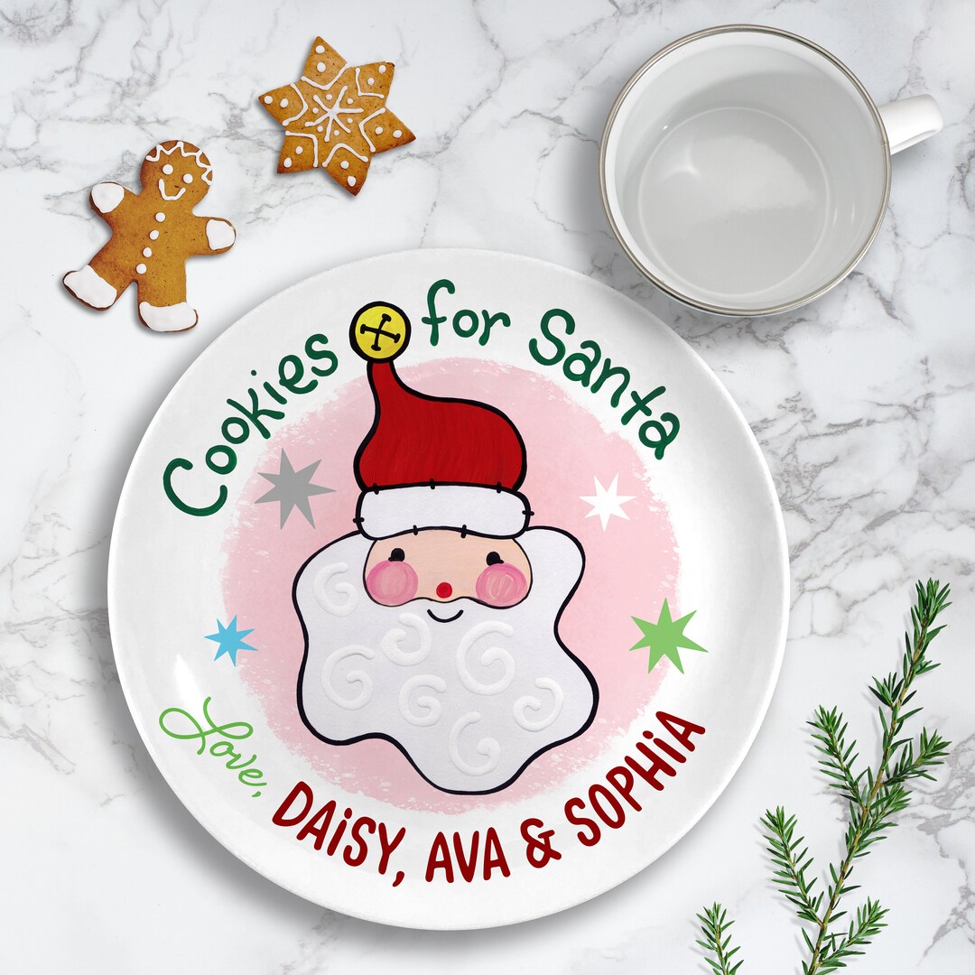 Ceramic Santa Plate and Mug, Kids Personalized Christmas Plate, Cookies ...