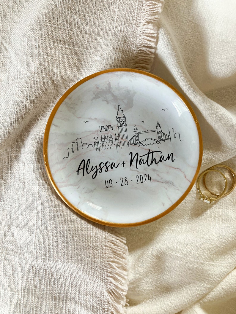 Custom City Ring Holder Perfect Personalized Gift for Engaged Couple Gift for Best Friend Wedding Skyline Ring Dish Paris World City image 9