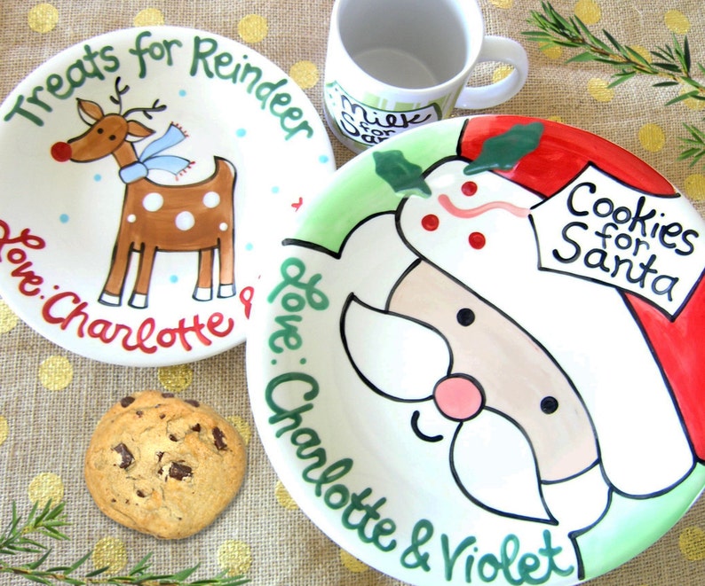 Cookies for Santa Plate Set Kids Personalized Gifts Milk Etsy