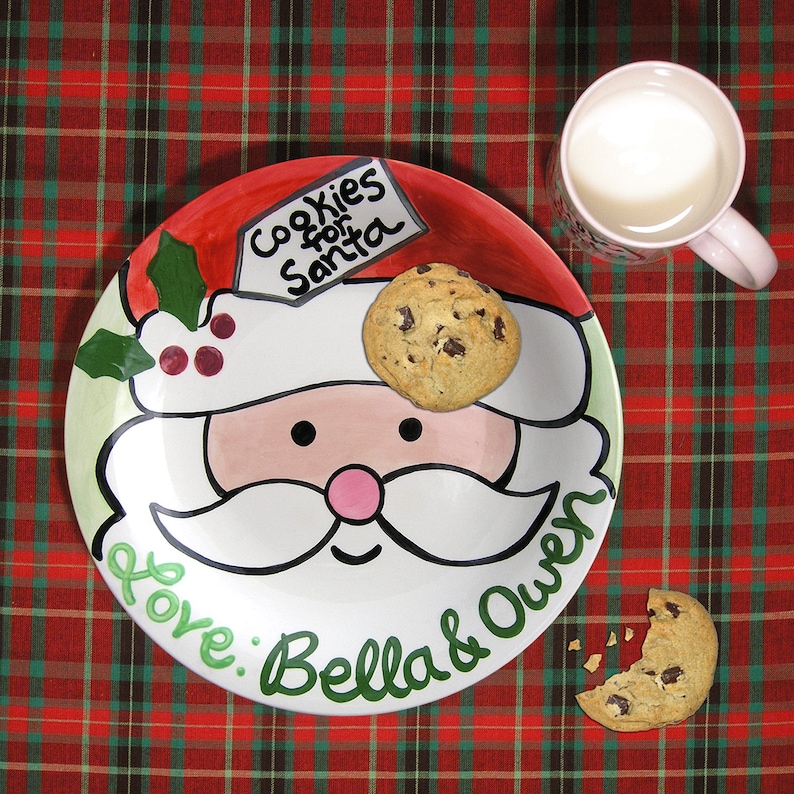 Cookies for Santa Plate Set Kids Personalized Gifts Milk Etsy