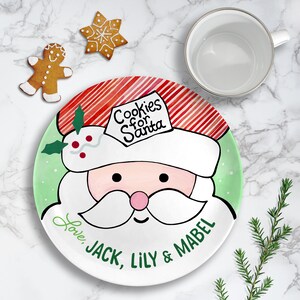Cookies for Santa Plate Set Regalos personalizados para niños Leche para Santa Mug Regalos para niños y bebés Golosinas para renos imagen 4