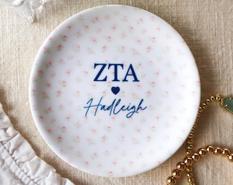 Zeta Tau Alpha Jewelry Dish with ZTA Dainty Floral