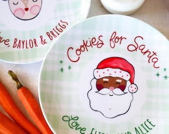 Personalized Santa Plate Set: Ceramic Christmas Cookie Plate
