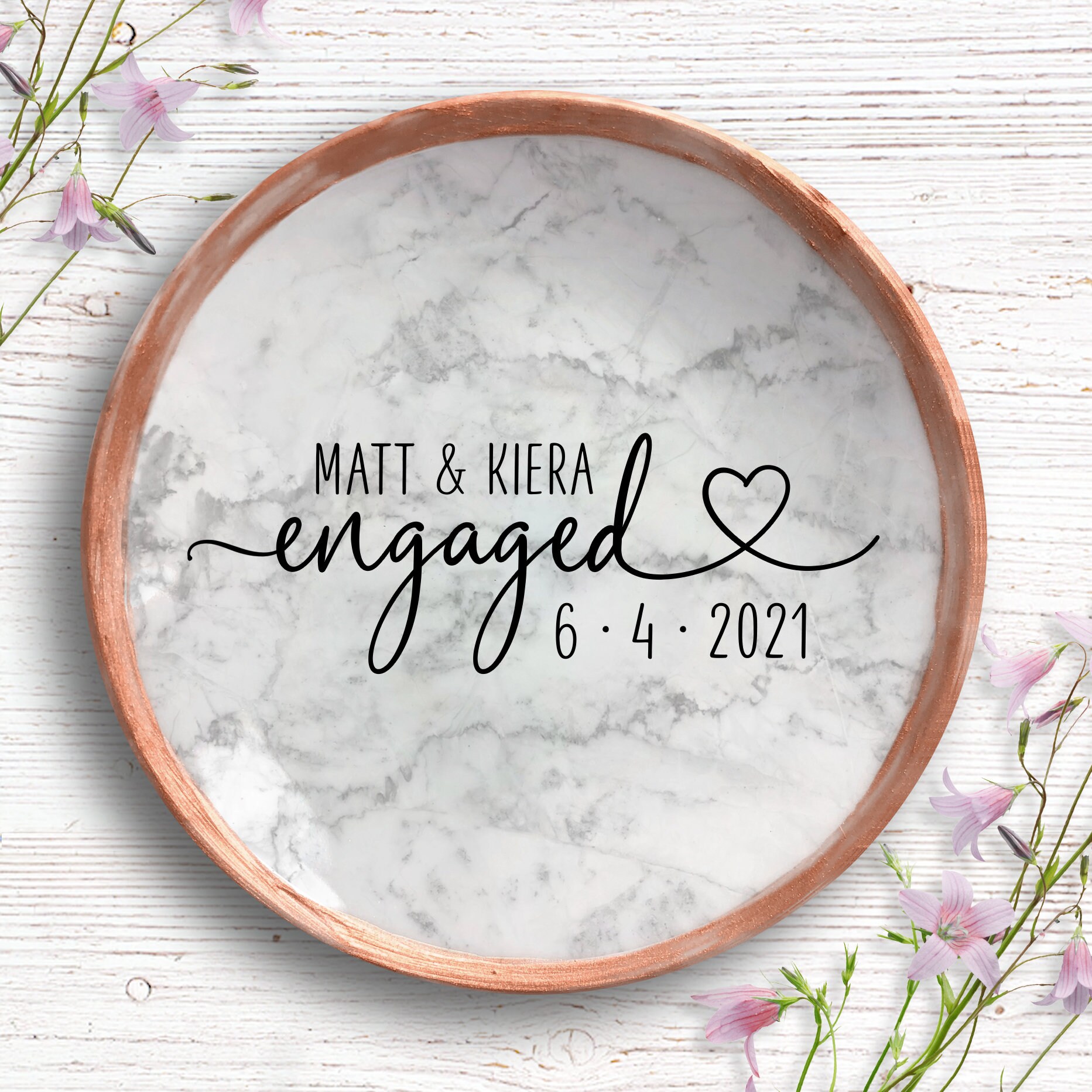 Engagement Gift, Personalized Marble Ring Dish, Gift for Engaged Coup…