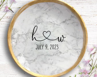 Personalized Ring Dish - Engagement Ring Dish - Engagement Gift - Engagement Jewelry Dish - Wedding Gifts For Couple - Marble Ring Holder