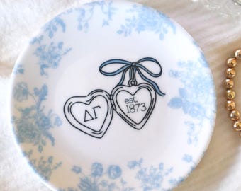 Delta Gamma Sorority Jewelry Dish, Ceramic Fancy Lockett, Love Shack Inspired