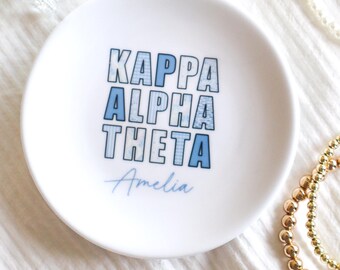 Kappa Alpha Theta Jewelry Dish, Patchwork Sorority Letters