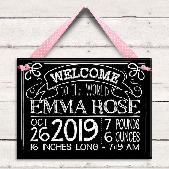 chalkboard birth announcement