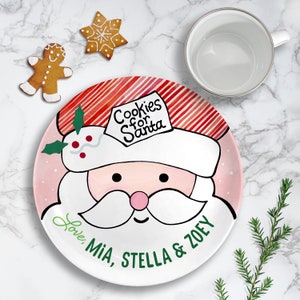 Cookies for Santa Plate Set Regalos personalizados para niños Leche para Santa Mug Regalos para niños y bebés Golosinas para renos imagen 8