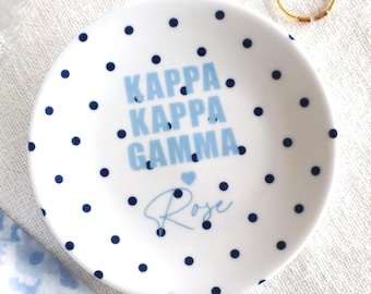 Kappa Kappa Gamma Sorority Jewelry Dish with Polka Dots