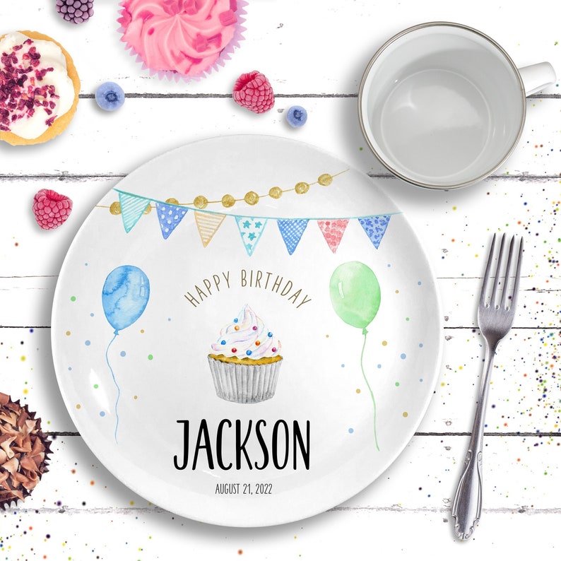 Birthday Plate Ceramic Personalized Birthday Gift First Birthday Party Boys Birthday Party 1st Birthday Birthday Decorations Kids image 2