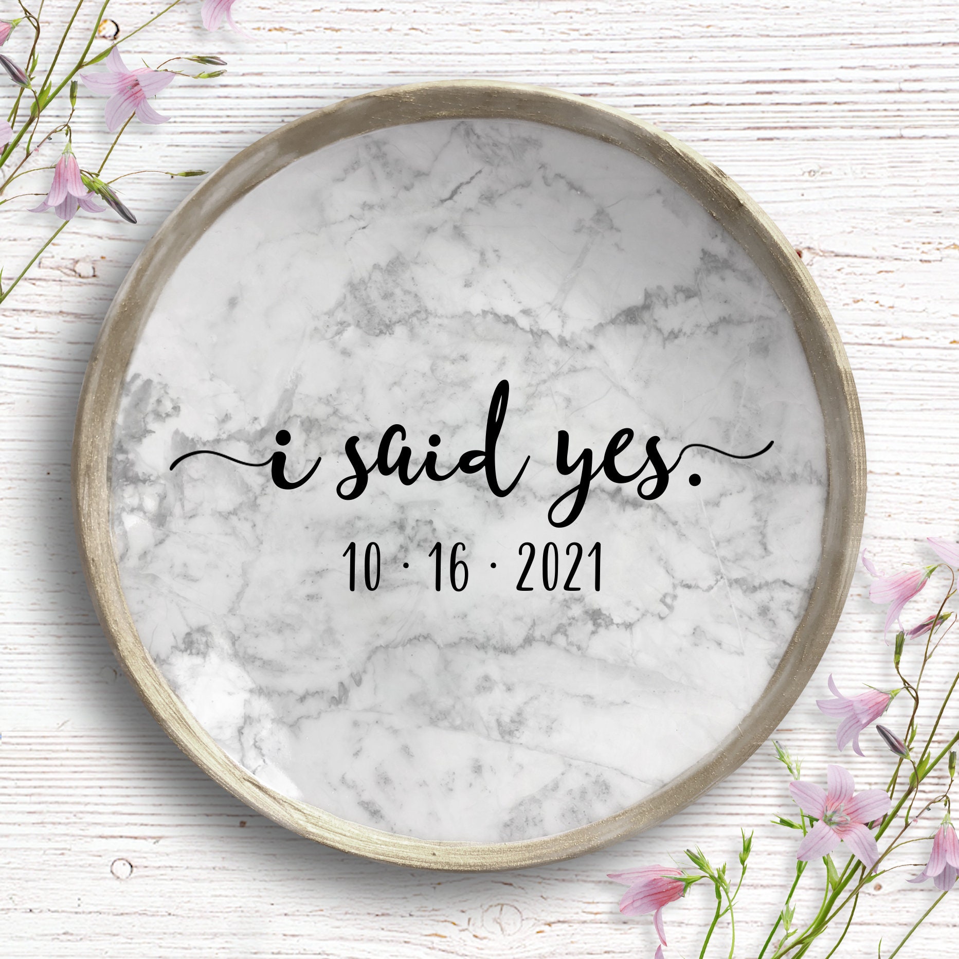 Just Engaged Marble Ring Dish - Custom Jewelry Dish - Engagement Gift…