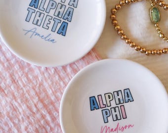 Sorority Patchwork Jewelry Dish,  Alpha Phi, Gamma Phi, Pi Phi, ChiO, TriDelt, Kappa, Theta, KD, DG, Alpha Chi, ADPi, Zeta